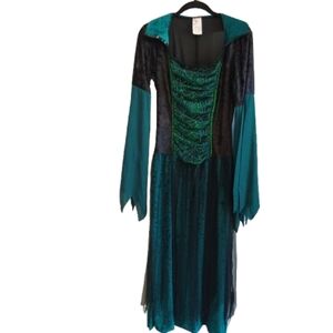 Renaissance Faire Dress Women’s M Medieval ‎ Gown Teal Black Velvet Costume